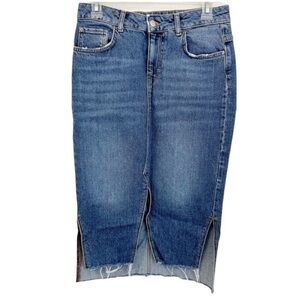 Zara‎ Denim Skirt Sz Medium Slit Front